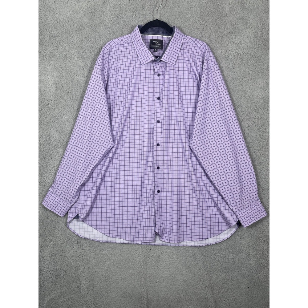 WRK Work Rest Karma 4 Way Stretch Dress Shirt Mens 19.5 Purple Check Career